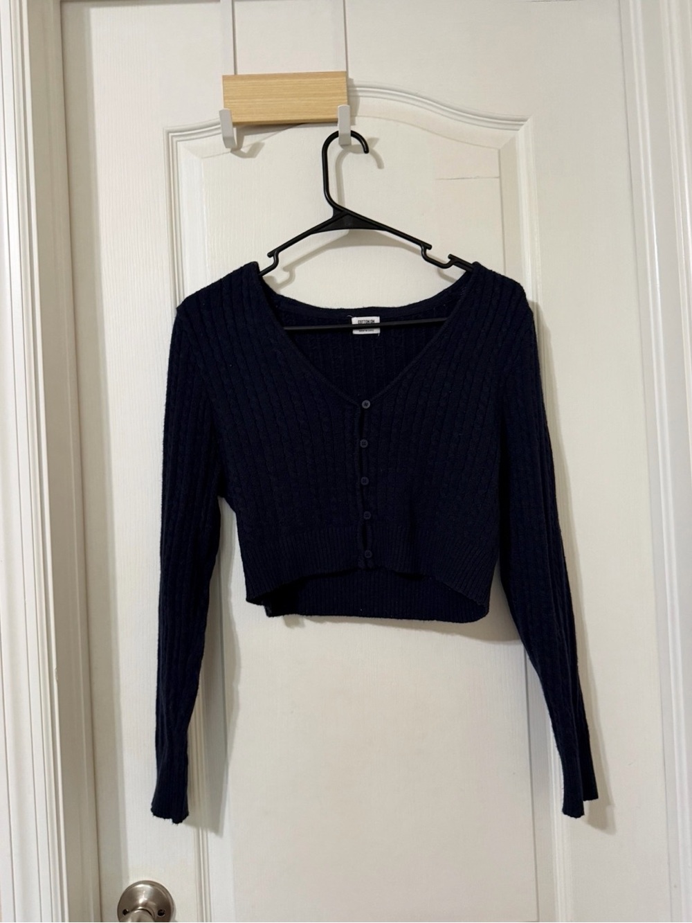 Cotton On Navy Cable-Knit Cropped Cardigan